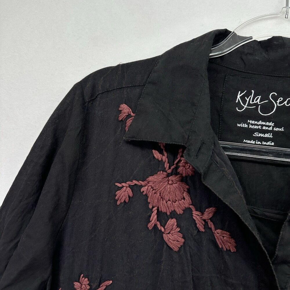 Kyla Seo Willow Maxi Dress Caite Embroidered Long Pockets Small Slip Black NWOT - Picture 6 of 16